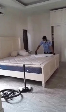 Cleaning the master bedroom